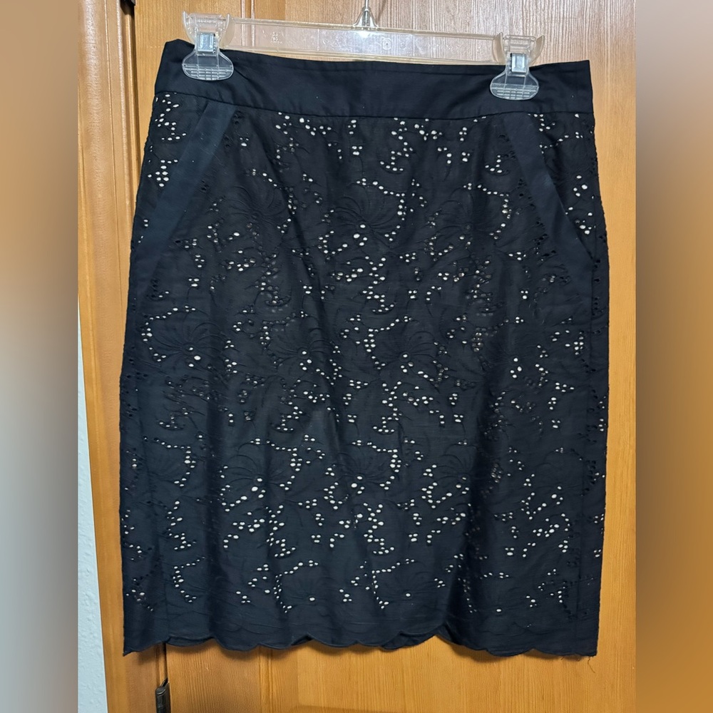 LOFT Black Embellished Pencil Skirt